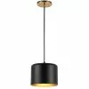 Dainolite Emilia Transitional 8-in Matte Black And Aged Brass Pendant Light