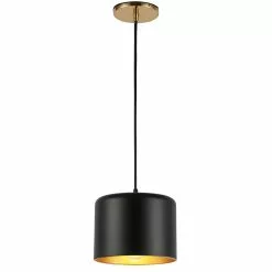Dainolite Emilia Transitional 8-in Matte Black And Aged Brass Pendant Light