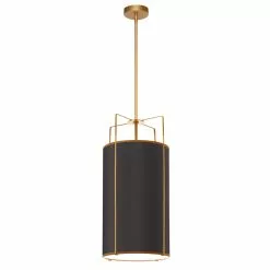 Dainolite Trapezoid Modern/Contemporary Black And Gold 12-in Pendant Light