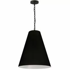 Dainolite Anaya Transitional Drum 20-in Black Pendant Light