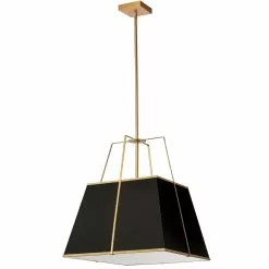 Dainolite Trapezoid Modern/Contemporary Black And Gold 18-in Pendant Light