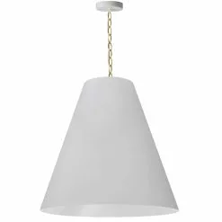 Dainolite Anaya Transitional Aged Brass And White 26-in Pendant Light