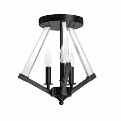 Dainolite Aalto 15-in Matte Black Modern/Contemporary Semi-Flush Mount Light