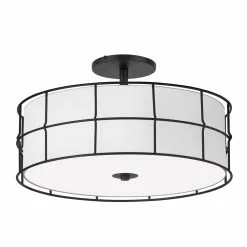 Dainolite Alcala 16-in Matte Black And White Transitional Semi-Flush Mount Light