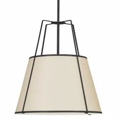 Dainolite Trapezoid Modern/Contemporary Cream And Black 30-in Pendant Light