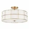 Dainolite Alcala 16-in Aged Brass And White Transitional Semi-Flush Mount Light