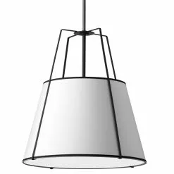 Dainolite Trapezoid Modern/Contemporary White And Black 30-in Pendant Light