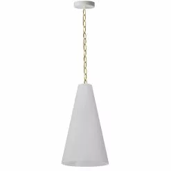 Dainolite Anaya Transitional White And Aged Brass 12-in Pendant Light