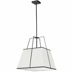 Dainolite Trapezoid Modern/Contemporary White And Black 18-in Pendant Light