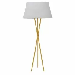 Dainolite Gabriela 61.5-in Aged Brass Tripod Floor Lamp With White Shade