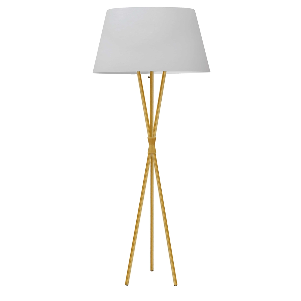 Dainolite Gabriela 61.5-in Aged Brass Tripod Floor Lamp With White Shade 3 Dainolite Gabriela 61.5-in Aged Brass Tripod Floor Lamp With White Shade