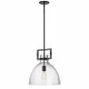 Dainolite Liberty Modern/Contemporary Matte Black 13.75-in Pendant Light With Clear Glass