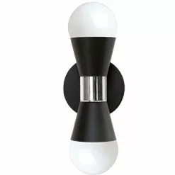 Dainolite 5.4-in W Fortuna 2-Light Matte Black Modern Incandescent Wall Sconce