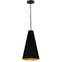 Dainolite Anaya Transitional Drum Black And Gold 12-in Pendant Light