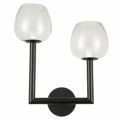 Dainolite 6.75-in W Nora 2-Light Matte Black Modern Incandescent Wall Sconce