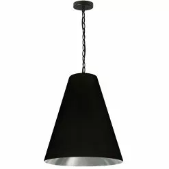 Dainolite Anaya Transitional Drum Black And Silver 20-in Pendant Light