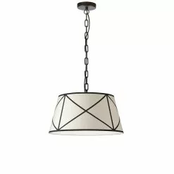 Dainolite Parker 14-in Cream 1-Light Transitional Pendant Light