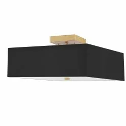 Dainolite 14.25-in Aged Brass/Black 3-Light Semi-Flush Mount Light
