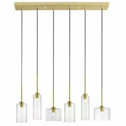 Dainolite Industrial Chic 29-in Aged Brass 6-Light Modern/Contemporary Kitchen Island Light