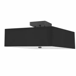 Dainolite 14.25-in Black 3-Light Semi-Flush Mount Light