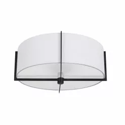 Dainolite 15-in Matte Black/White 3-Light Semi-Flush Mount Light