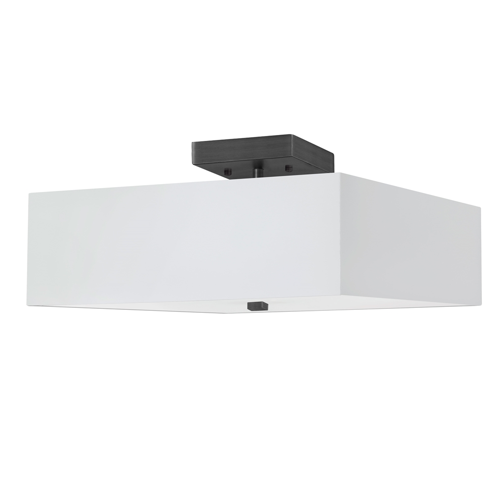 Dainolite 14.25-in Matte Black/White 3-Light Semi-Flush Mount Light 3 Dainolite 14.25-in Matte Black/White 3-Light Semi-Flush Mount Light