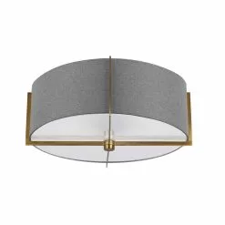 Dainolite 15-in Aged Brass/Grey 3-Light Semi-Flush Mount Light