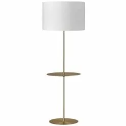 Dainolite Tablero 64-in Aged Brass Floor Lamp With Shelf