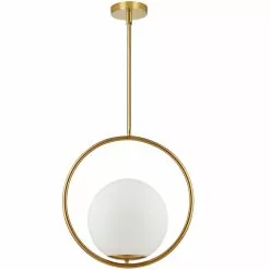 Dainolite Adrienna 15.75-in Aged Brass 1-Light Modern/Contemporary Kitchen Island Light