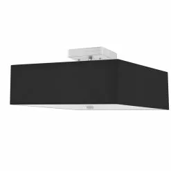 Dainolite 14.25-in Satin Chrome/Black 3-Light Semi-Flush Mount Light